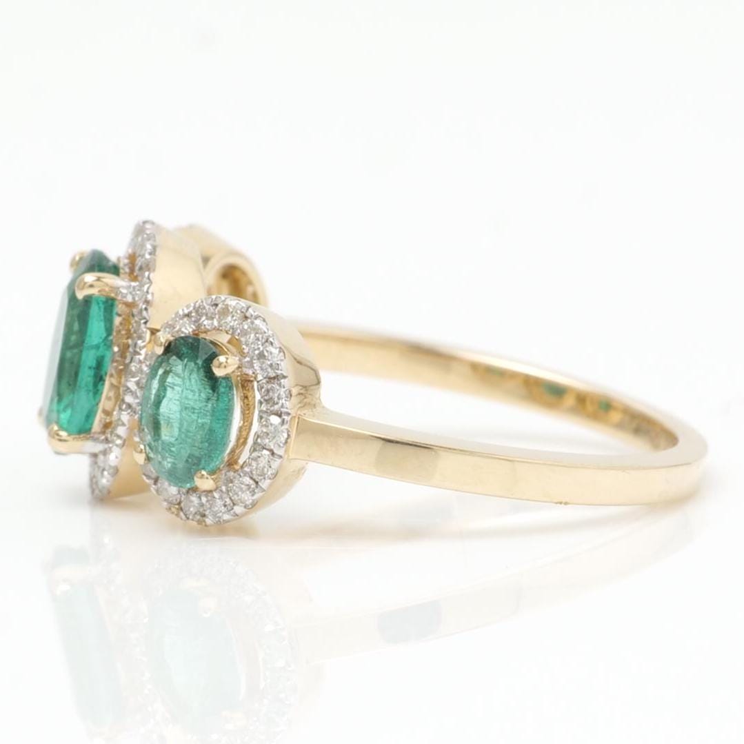 Natural Oval Emerald & Diamond Band Ring