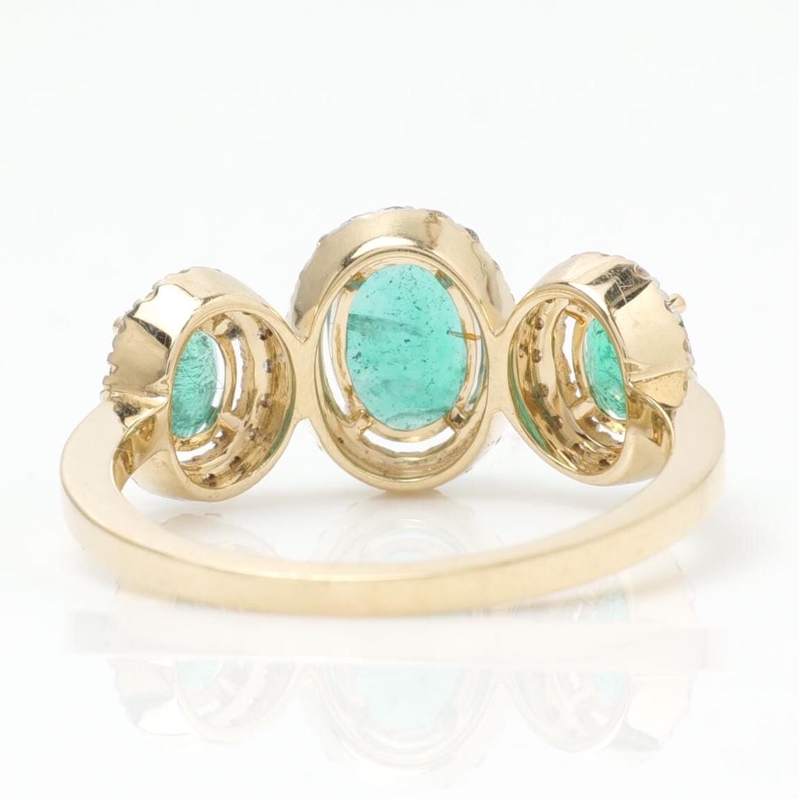 Natural Oval Emerald & Diamond Band Ring
