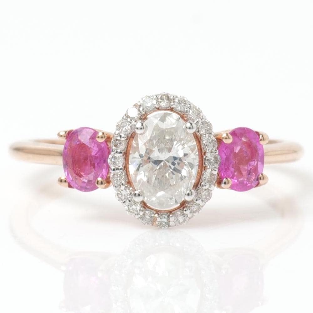 Natural  Oval Diamond & Ruby Ring