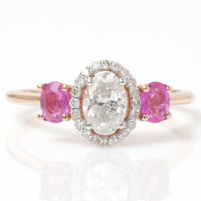 Natural  Oval Diamond & Ruby Ring