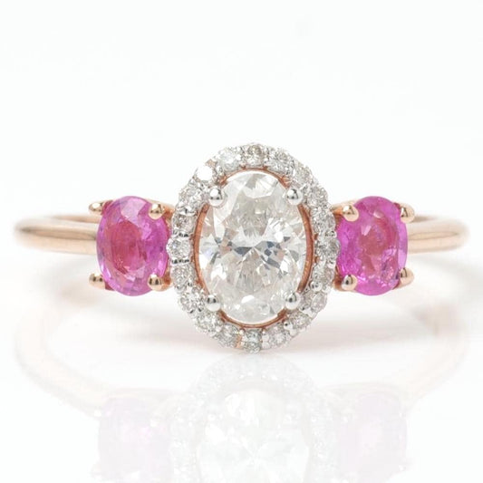Natural  Oval Diamond & Ruby Ring