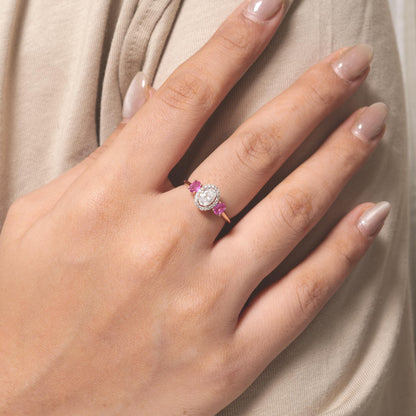 Natural  Oval Diamond & Ruby Ring