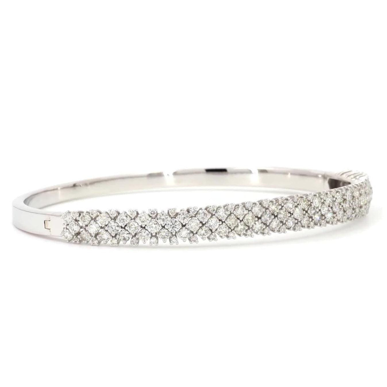 Pave Lattice Natural Diamond Bangle Bracelet