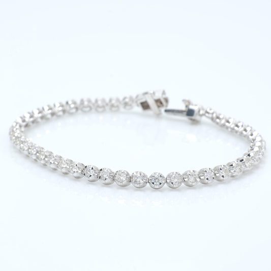 Linear Natural Diamond Tennis Bracelet