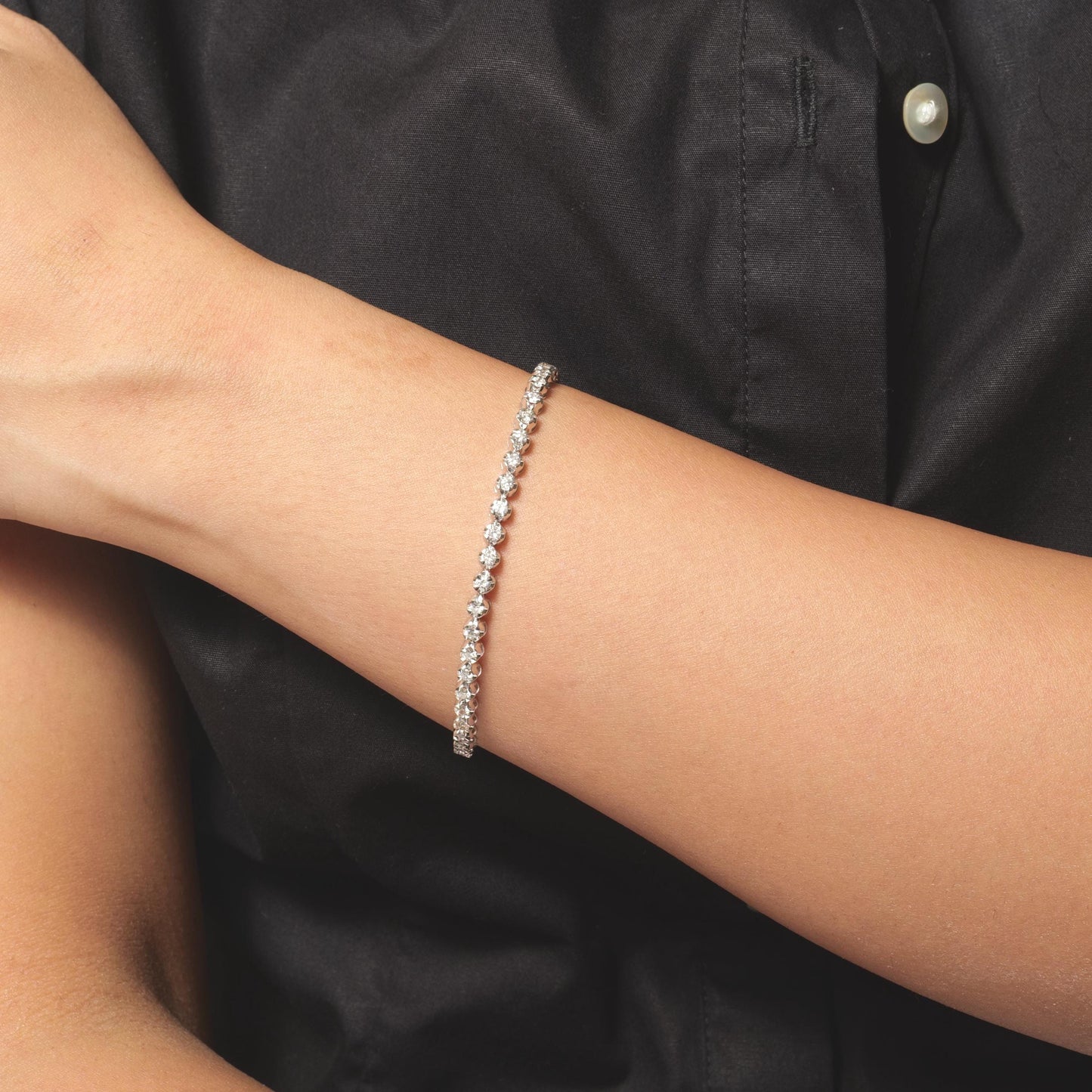 Linear Natural Diamond Tennis Bracelet