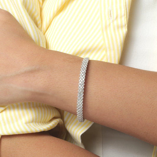 Pave Lattice Natural Diamond Bangle Bracelet