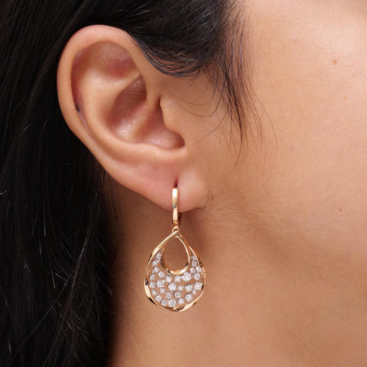 Teardrop Natural Diamond Dangle Earrings