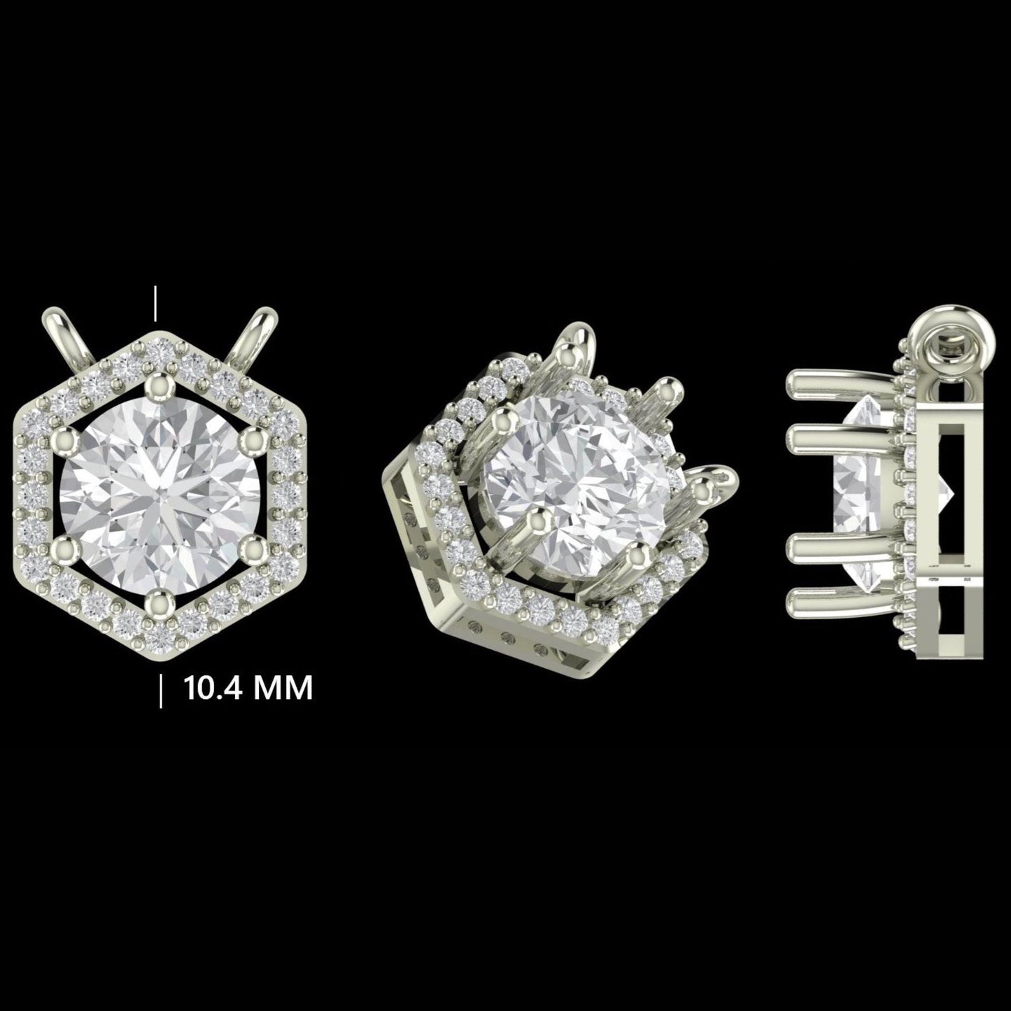 Hexagon Halo Solitaire Natural Diamonds Minimal Necklace