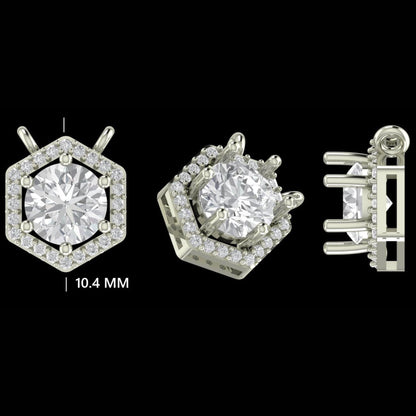 Hexagon Halo Solitaire Natural Diamonds Minimal Necklace