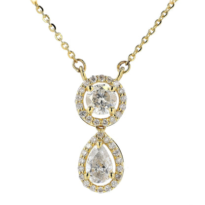 Round Pear Natural Diamond Stacking Necklace
