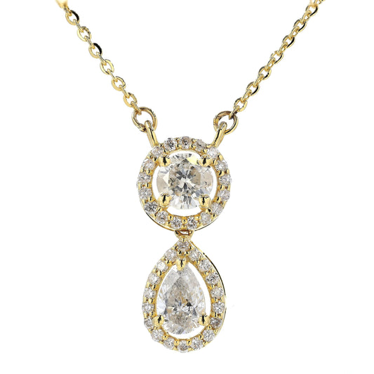Round Pear Natural Diamond Stacking Necklace