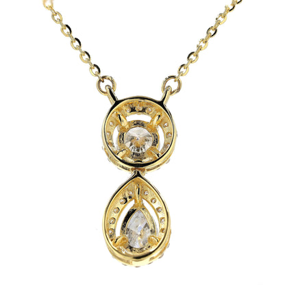 Round Pear Natural Diamond Stacking Necklace