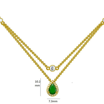 Natural Emerald Layered Diamond Stacking Necklace