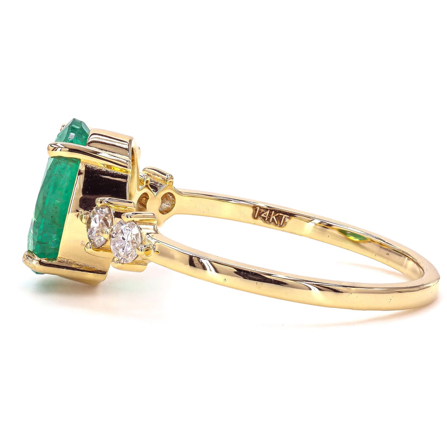 Natural Oval Emerald & Diamond Promise Ring