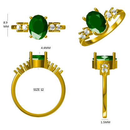 Natural Oval Emerald & Diamond Promise Ring