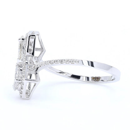 Double Pear Natural Diamond Bypass Ring