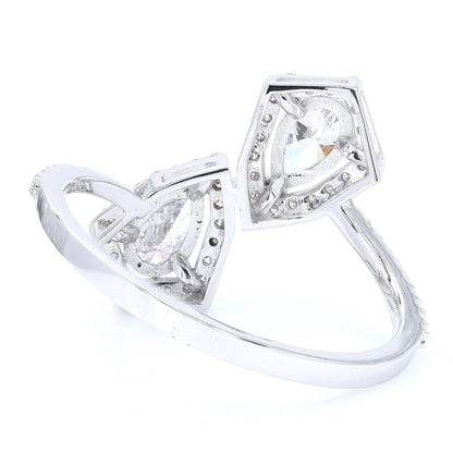 Double Pear Natural Diamond Bypass Ring