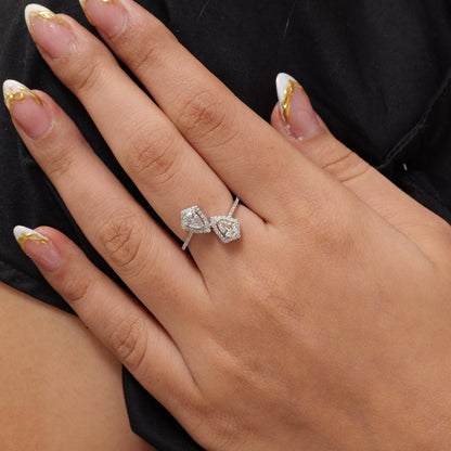 Double Pear Natural Diamond Bypass Ring