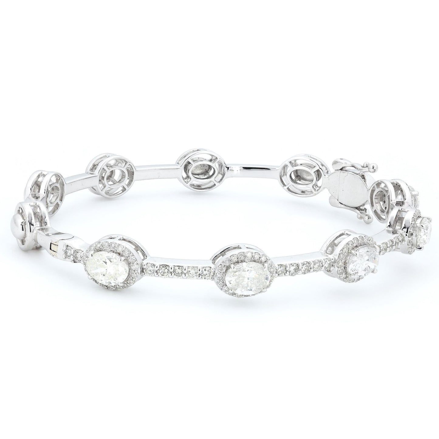 Oval Natural Diamond Station Cuff Bracelet