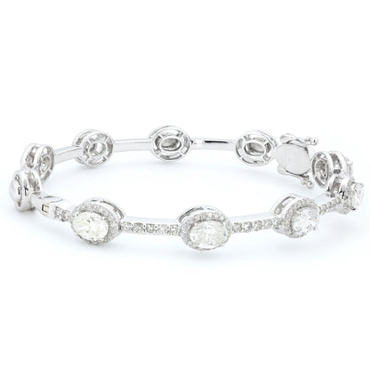 Oval Natural Diamond Station Cuff Bracelet