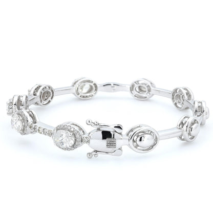 Oval Natural Diamond Station Cuff Bracelet