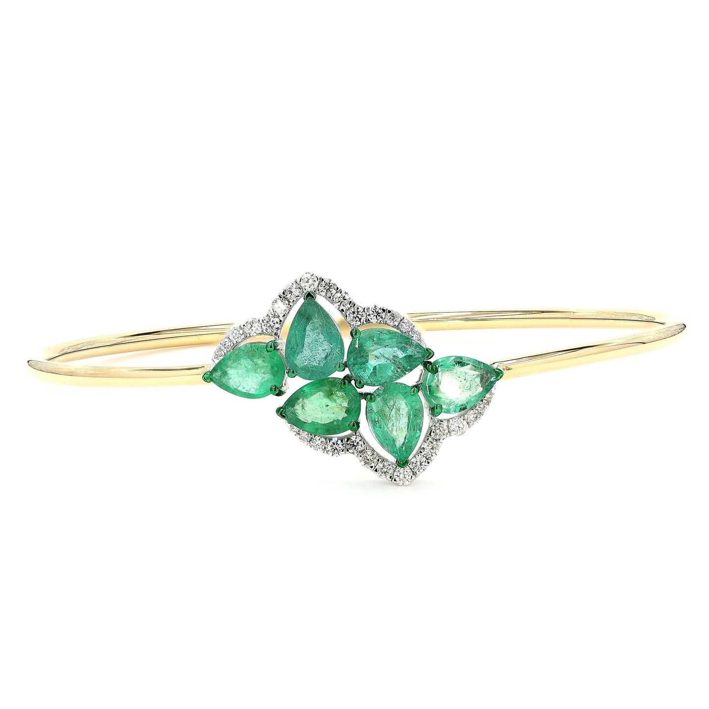 Pear Shape Natural Emerald & Diamond Bracelet