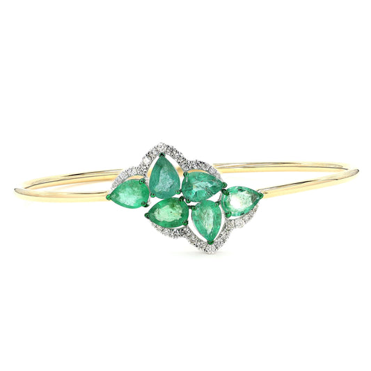 Pear Shape Natural Emerald & Diamond Bracelet