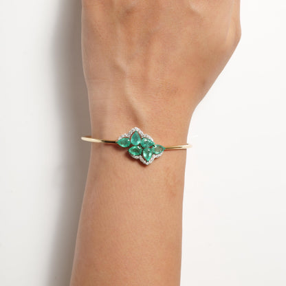Pear Shape Natural Emerald & Diamond Bracelet