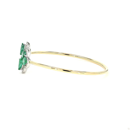 Pear Shape Natural Emerald & Diamond Bracelet