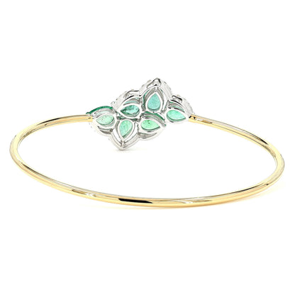 Pear Shape Natural Emerald & Diamond Bracelet
