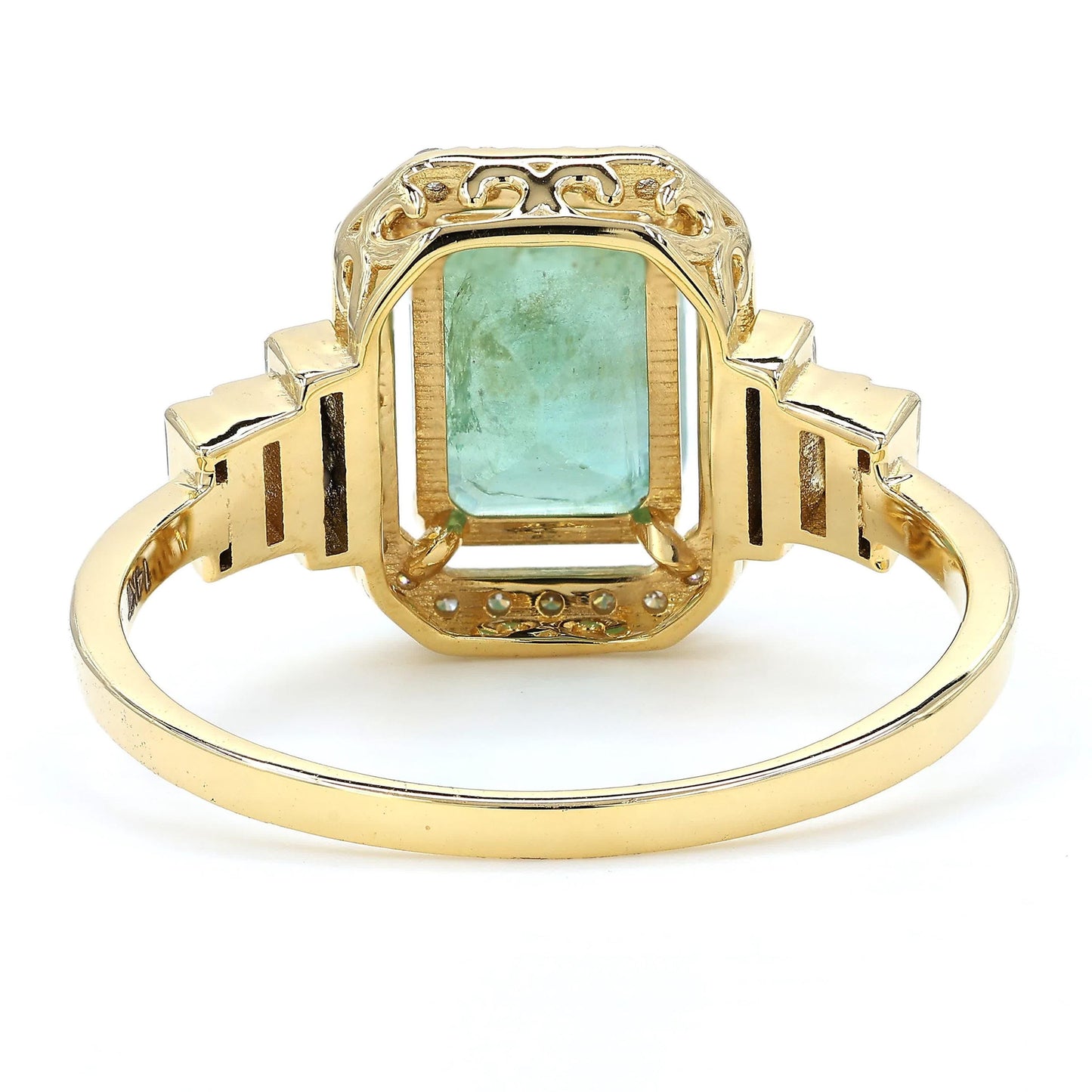 Emerald Cut Natural Emerald Diamond Ring