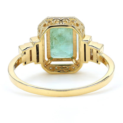 Emerald Cut Natural Emerald Diamond Ring