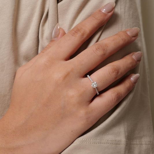Round Solitaire Natural Diamond Wedding Band Ring