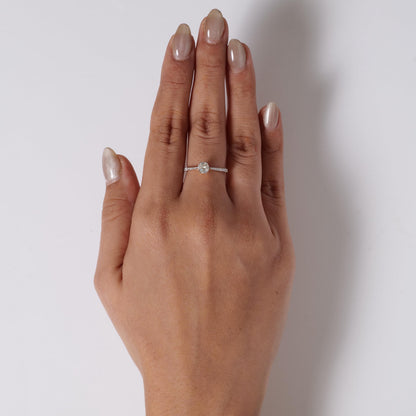 Round Solitaire Natural Diamond Wedding Band Ring