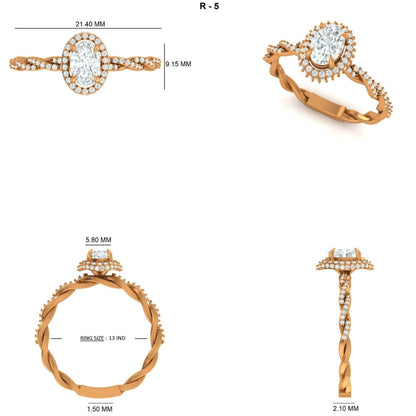 Oval Halo Natural Diamond Ring