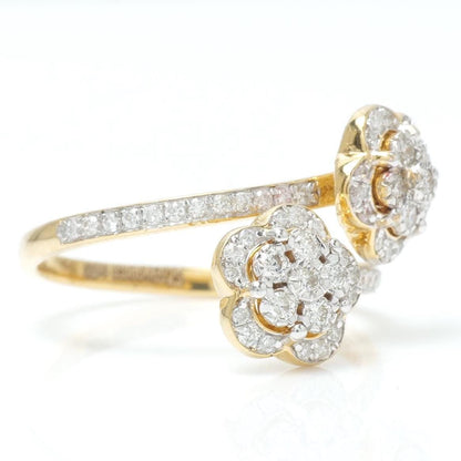 Double Floral Bypass Natural Diamond Ring