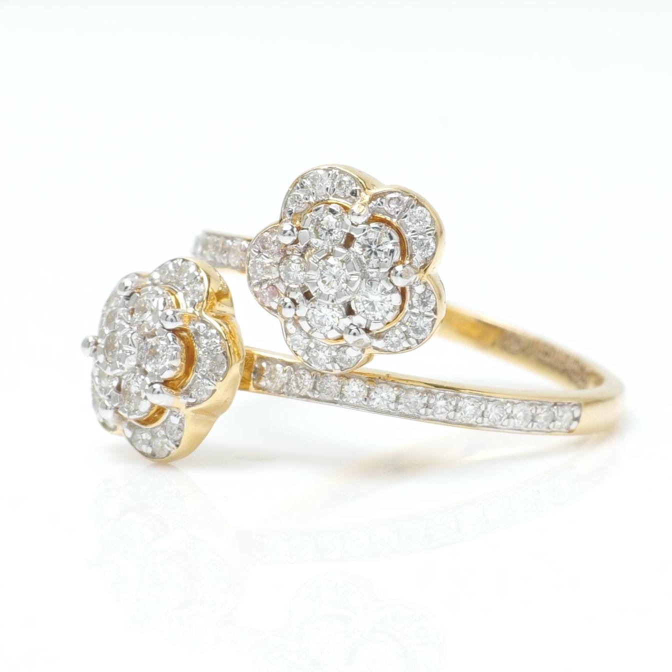 Double Floral Bypass Natural Diamond Ring