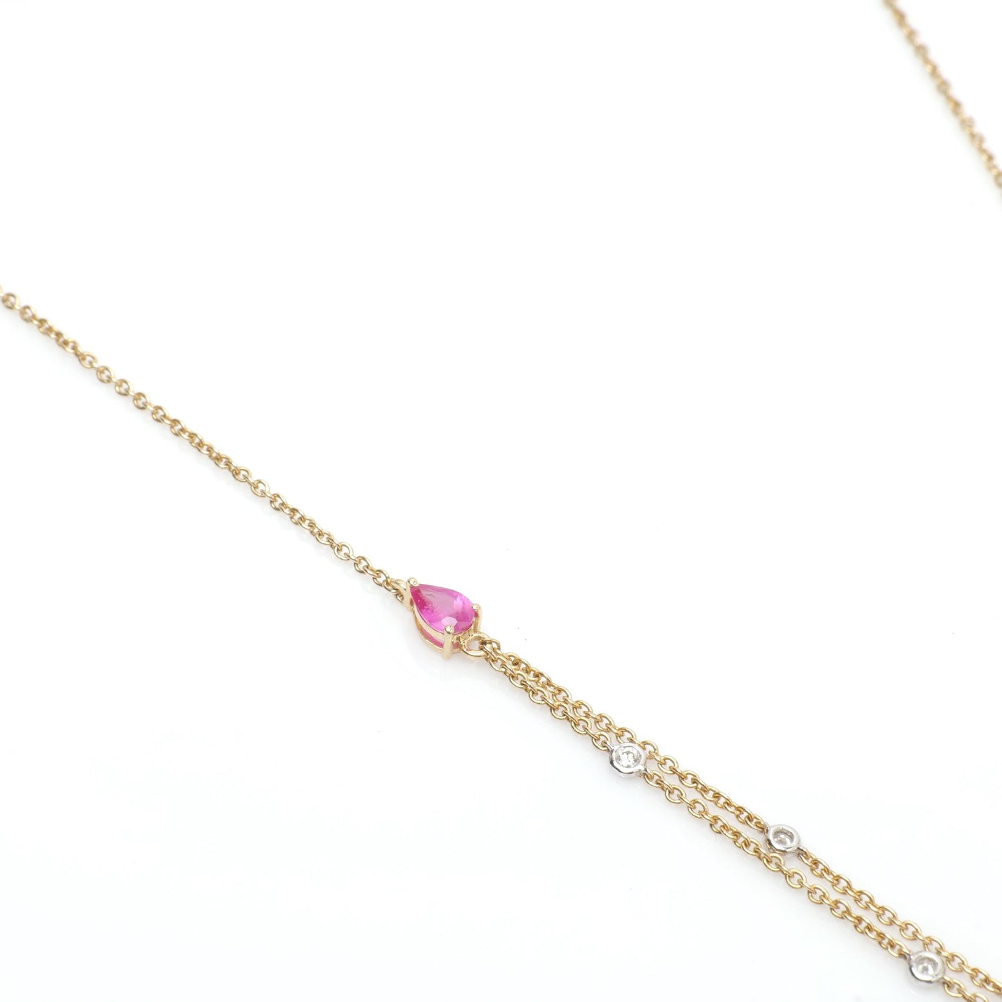 Natural Pear Diamond Halo Ruby Bridal Necklace