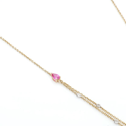 Natural Pear Diamond Halo Ruby Bridal Necklace