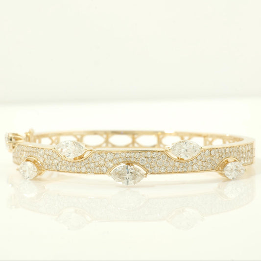 Marquise Natural Diamond Bangle Bracelet