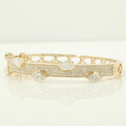 Marquise Natural Diamond Bangle Bracelet