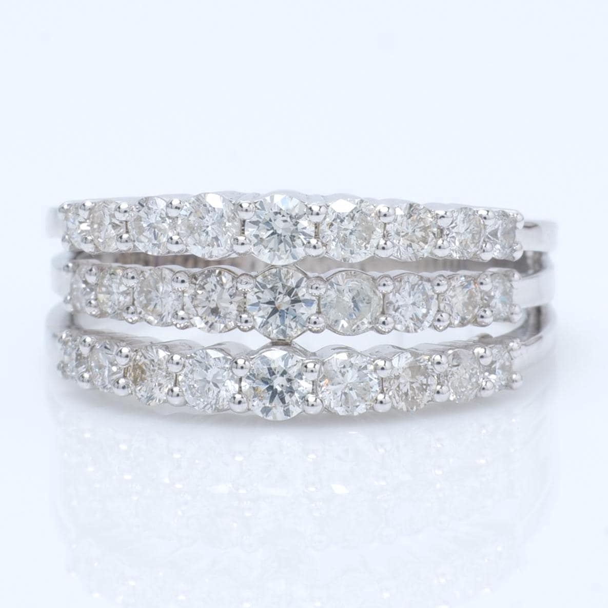 Triple Row Natural Diamond Band Ring
