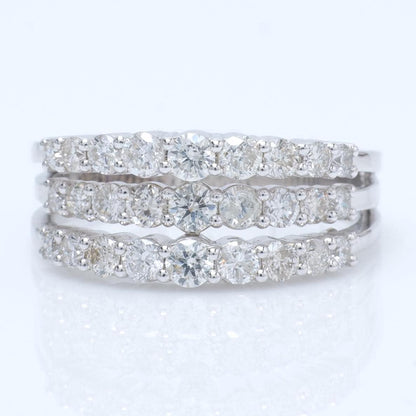 Triple Row Natural Diamond Band Ring