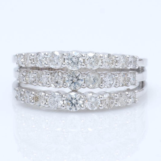 Triple Row Natural Diamond Band Ring