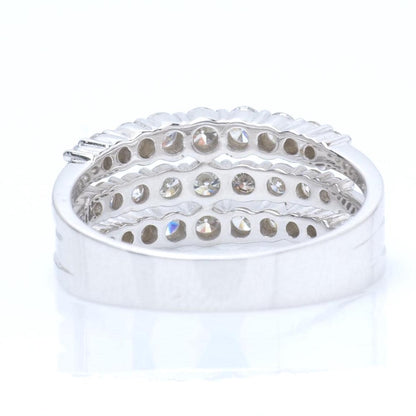 Triple Row Natural Diamond Band Ring