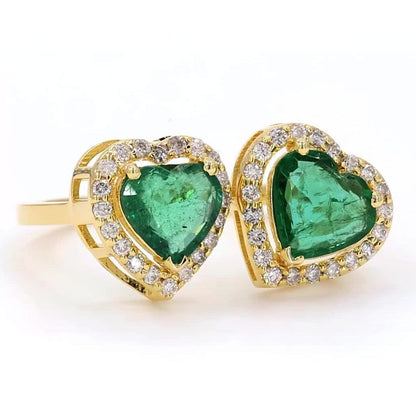 Heart Natural Emerald Diamond Open Band Ring