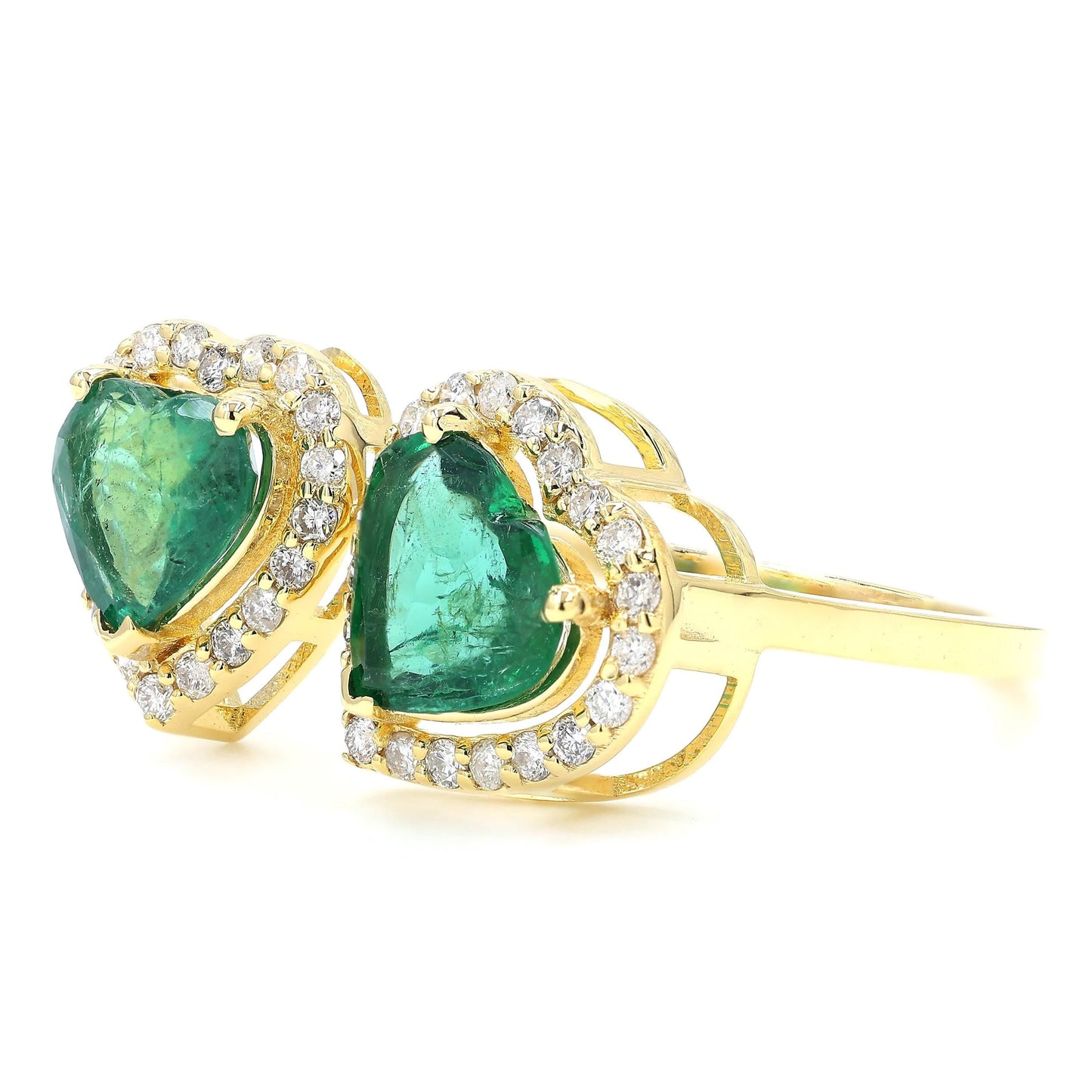 Heart Natural Emerald Diamond Open Band Ring