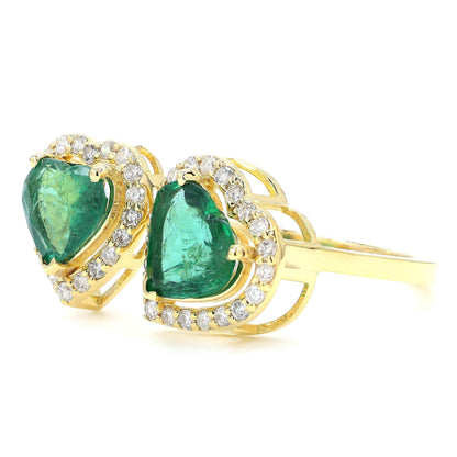 Heart Natural Emerald Diamond Open Band Ring