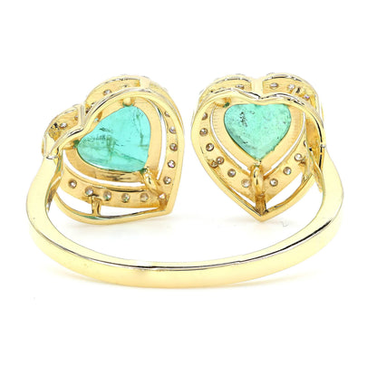 Heart Natural Emerald Diamond Open Band Ring