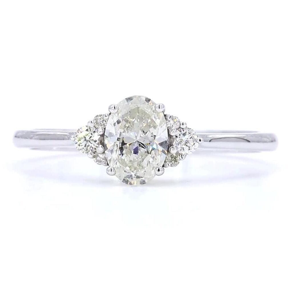 Oval Solitaire Cluster Natural Diamond Ring